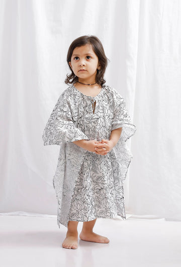 Black Block Printed Cotton Kaaftan